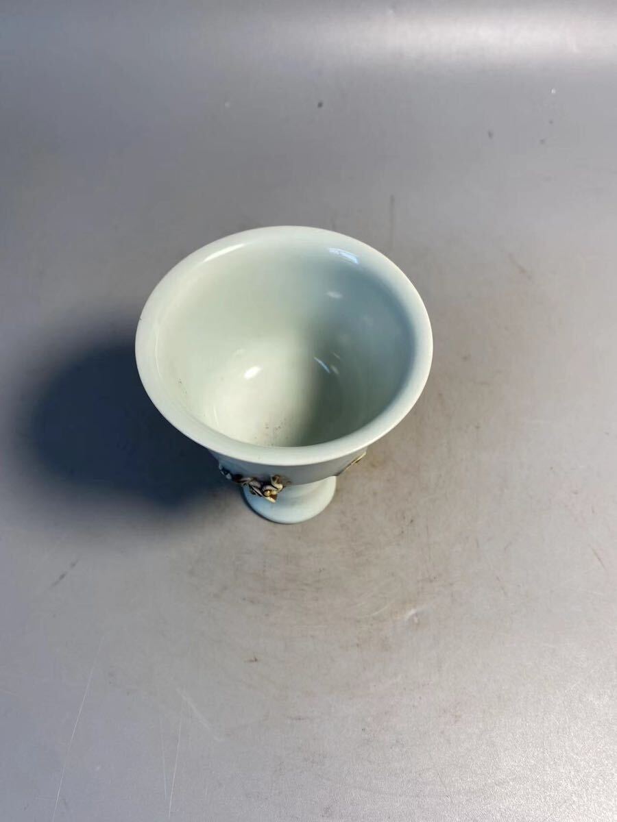 唐瓷 景徳鎮製 高足杯 陶磁器 古陶瓷 煎茶道具 中国古玩 中国美術 影青の画像5