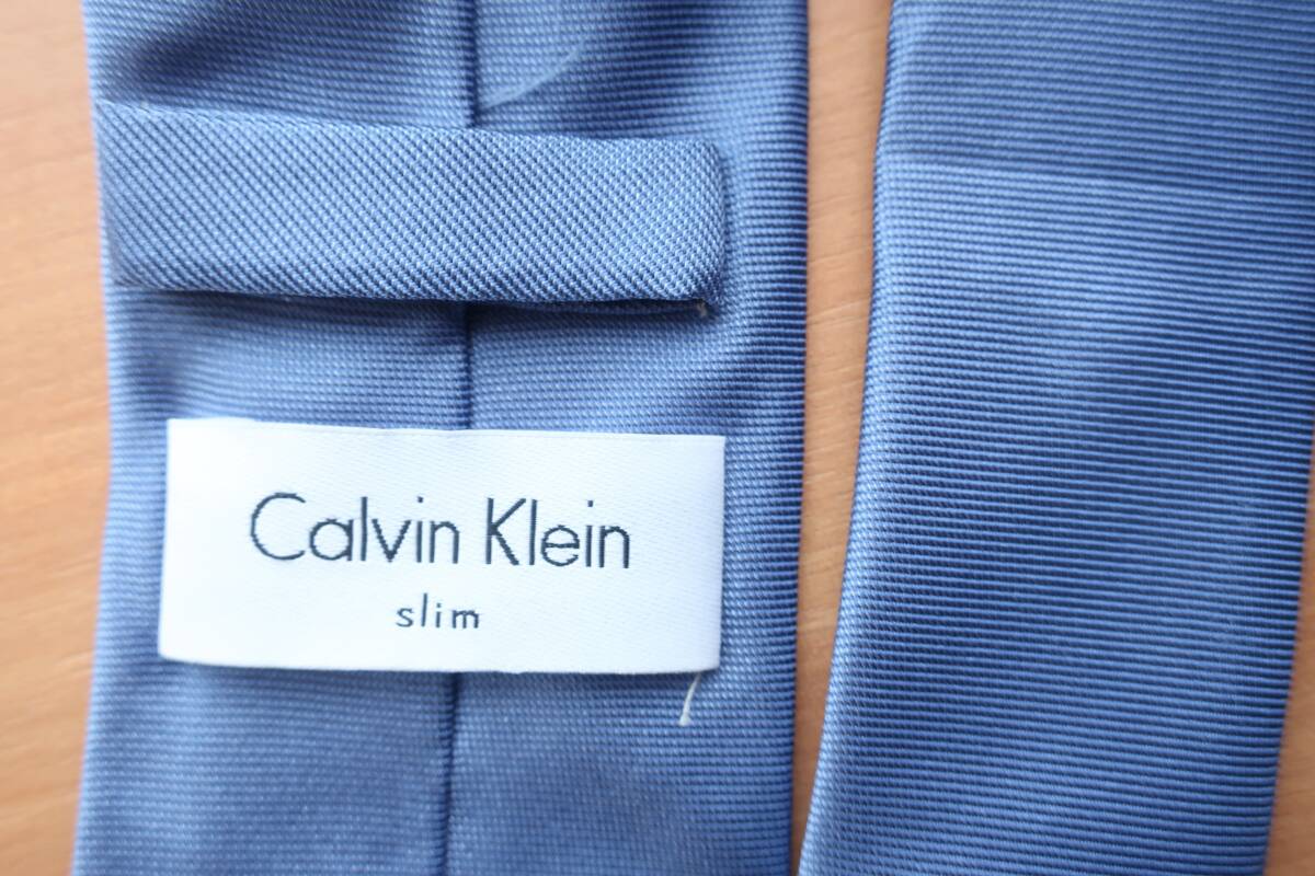  Calvin Klein *.. light blue slim necktie silk plain * beautiful goods 