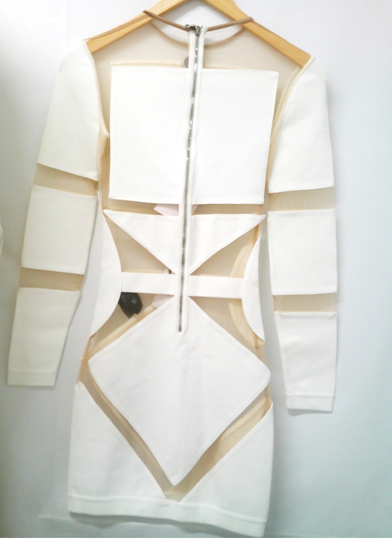 BALMAIN（バルマン）ウィメンズ ホワイト 白 ワンピース タイトワンピース フランス製 ドレス ミニスカート XSサイズ の画像9