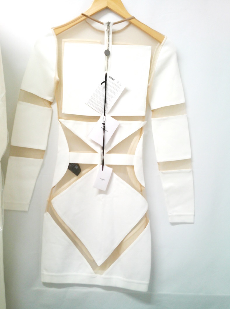 BALMAIN（バルマン）ウィメンズ ホワイト 白 ワンピース タイトワンピース フランス製 ドレス ミニスカート XSサイズ の画像4