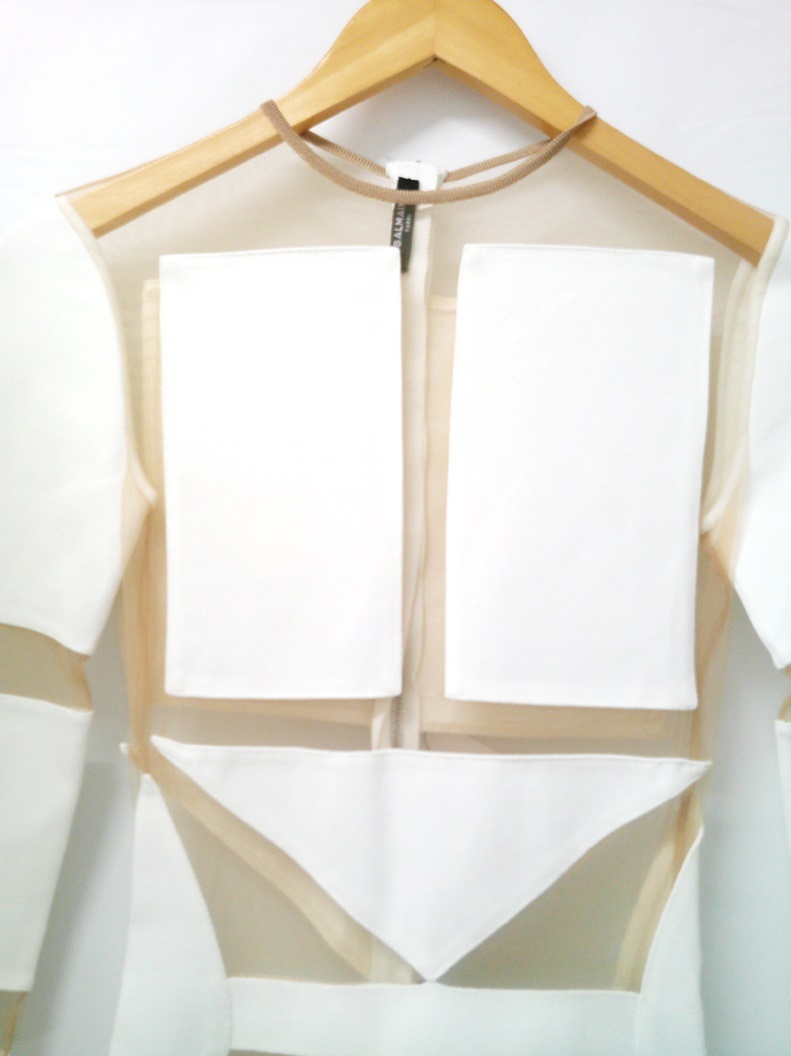 BALMAIN（バルマン）ウィメンズ ホワイト 白 ワンピース タイトワンピース フランス製 ドレス ミニスカート XSサイズ の画像7