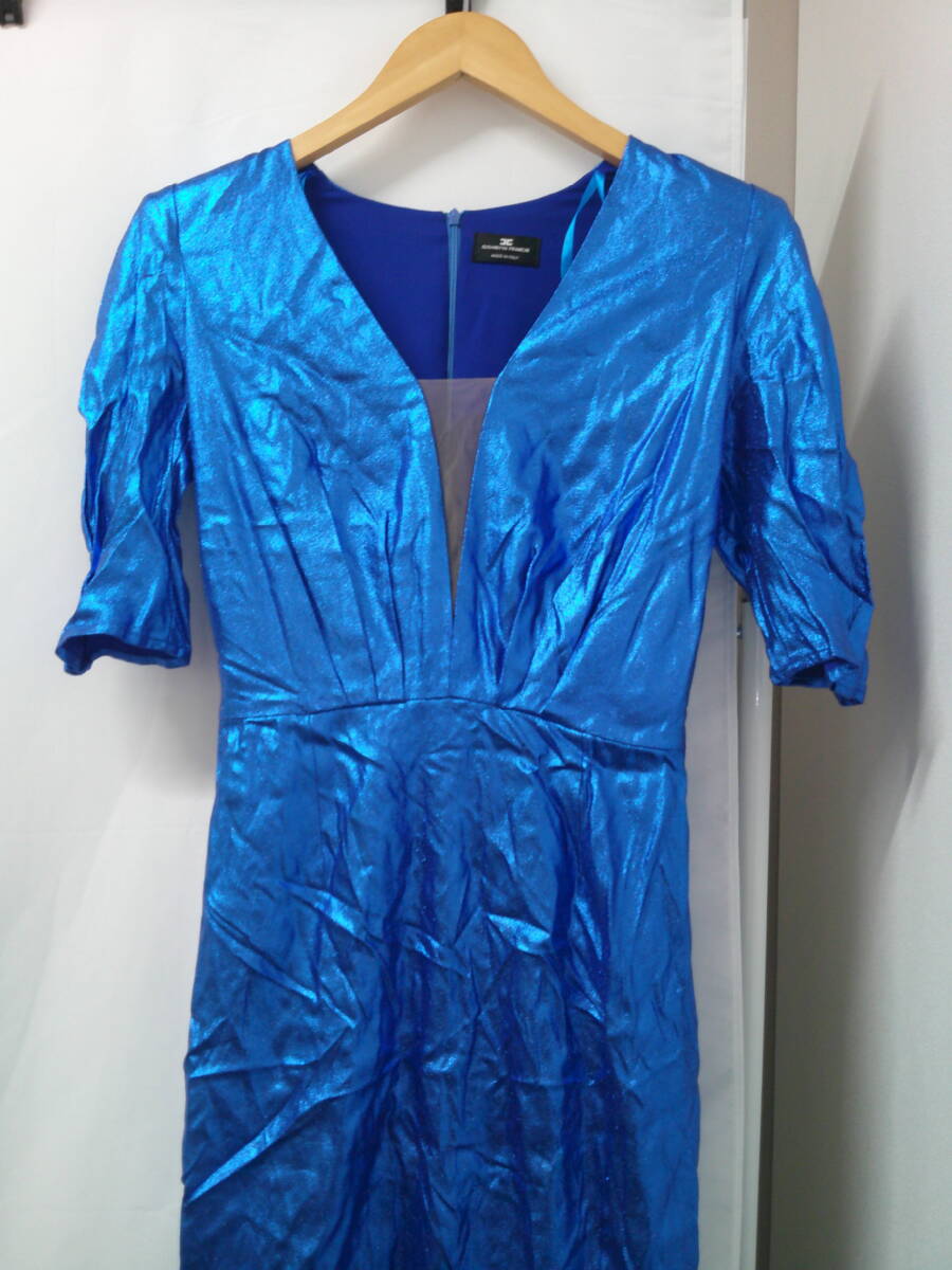 ELISABETTA FRANCHI (エリザベッタフランキ) ブルー　青　ワンピース　パーティー ドレス サイズ40 スパンコールワンピースイタリア製_画像4