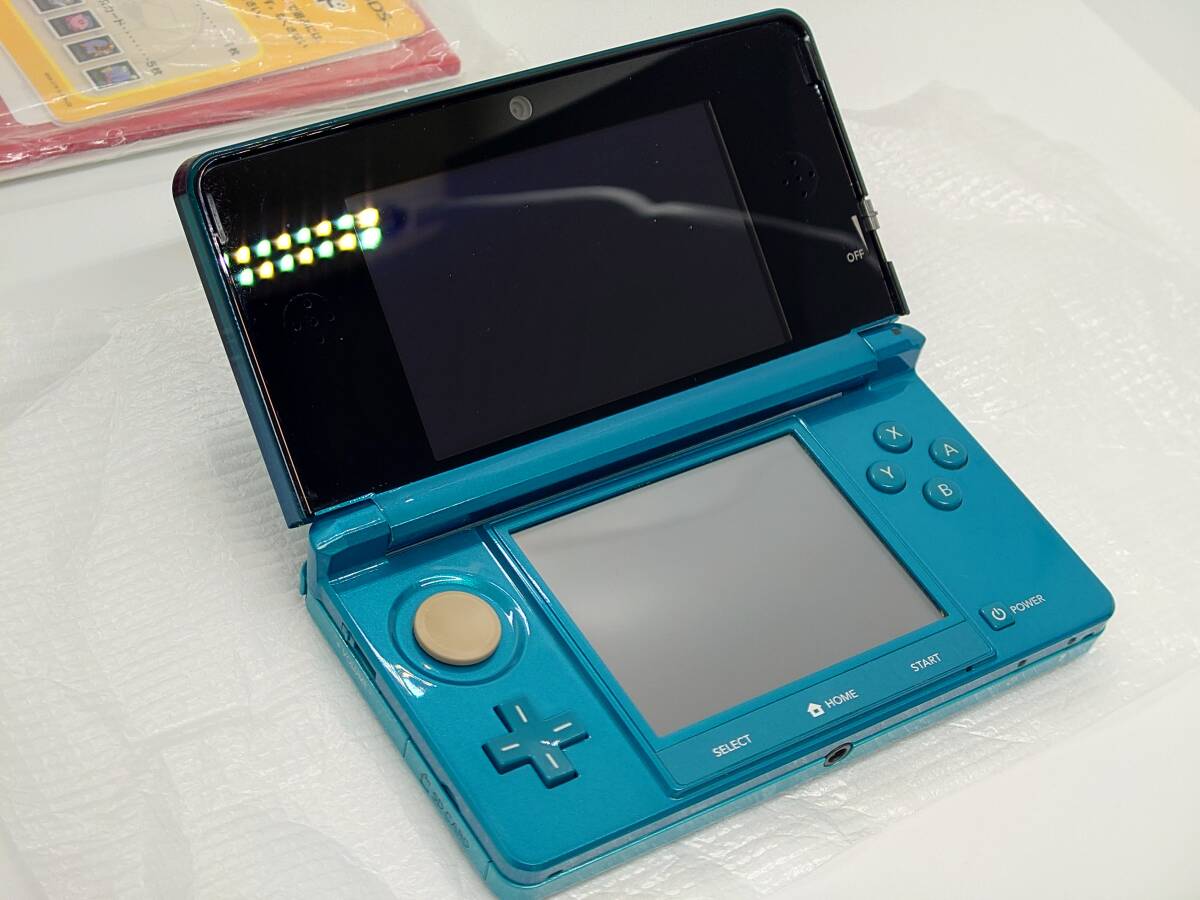 ☆美品☆ 3DS アクアブルー blue aqua nintendo 任天堂 付属品完備 純正充電器 本体の画像4