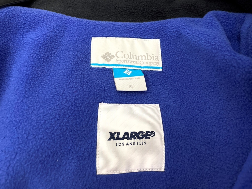 r2_2920k コロンビア×XLARGE エクストララージ コラボ BELMONT RIVER フリース BLUE FIRE フルジップジャケット 青×黒/サイズXLの画像6