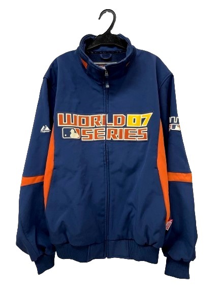 r2_2925k 美品 2007 MLB ワールドシリーズ マジェスティック サーマ ベース ダグアウト フルジップ ジャケット サイズLの画像1