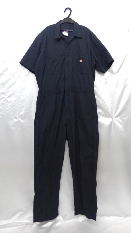 r2_2984r Dickies ディッキーズ 半袖 メカニック整備士 作業着 つなぎ ブラック メンズ Lサイズ