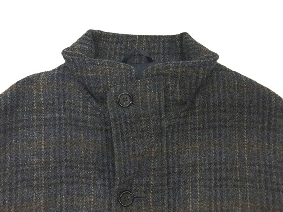 r2_2891y 美品 YOKOHAMA POPPY 横浜元町ザ ポピー × Harris Tweed ハリスツイード コラボ『至極の逸品』チェック柄 ウールコート メンズ Mの画像4