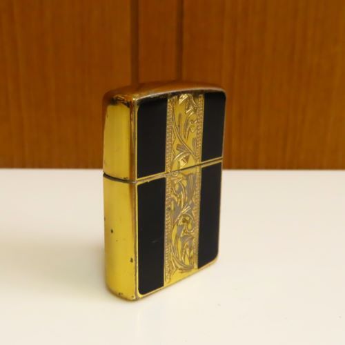 ZIPPO ジッポー/オイルライター/アラベスク/1989年製/ゴールド×ブラック 現状品の画像2