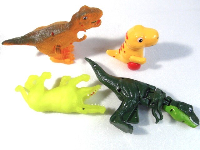 恐竜 ゼンマイ おもちゃ 首振りダイナソー ぜんまい スクイーズ ティラノザウルスなど 4個　_画像1