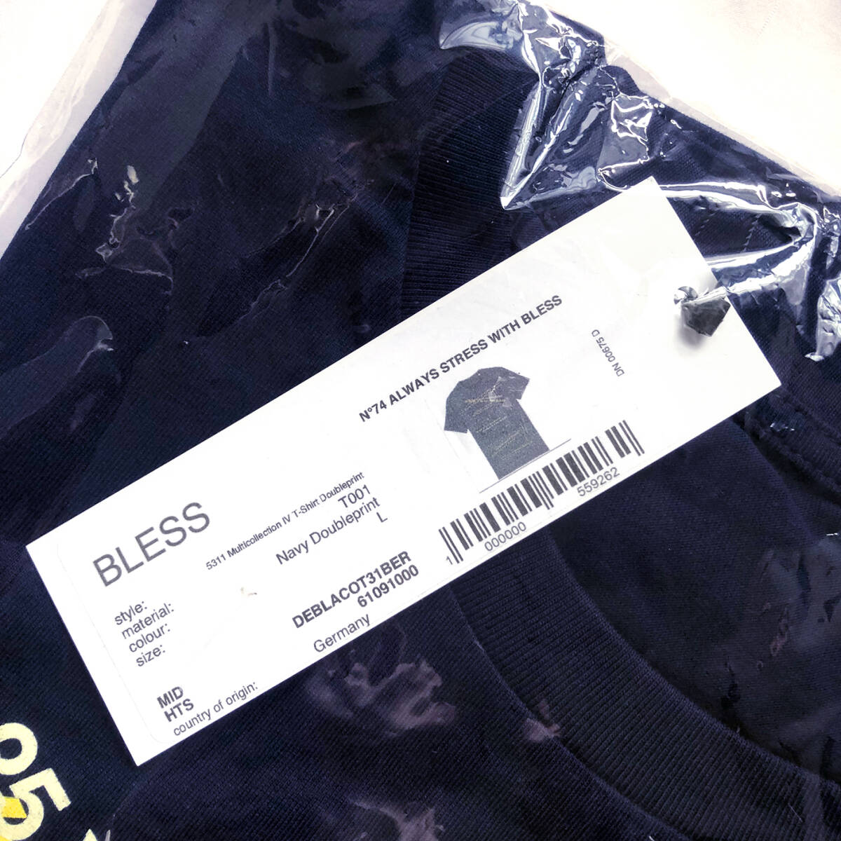 ★送料無料★BLESS 25周年 Multicollection IV T-Shirt ダブルプリントネイビー XL N° マルチコレクション オーバーサイズTシャツ デニム 
