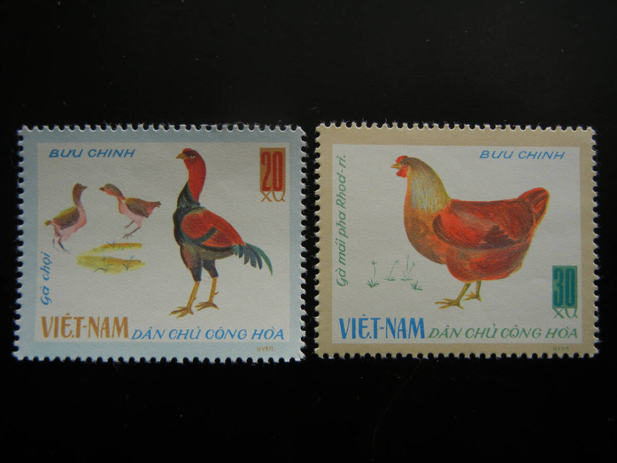 美品  ベトナム 「ニワトリ」単片8種完 未使用 NH  (使用済み3枚オマケ)の画像4