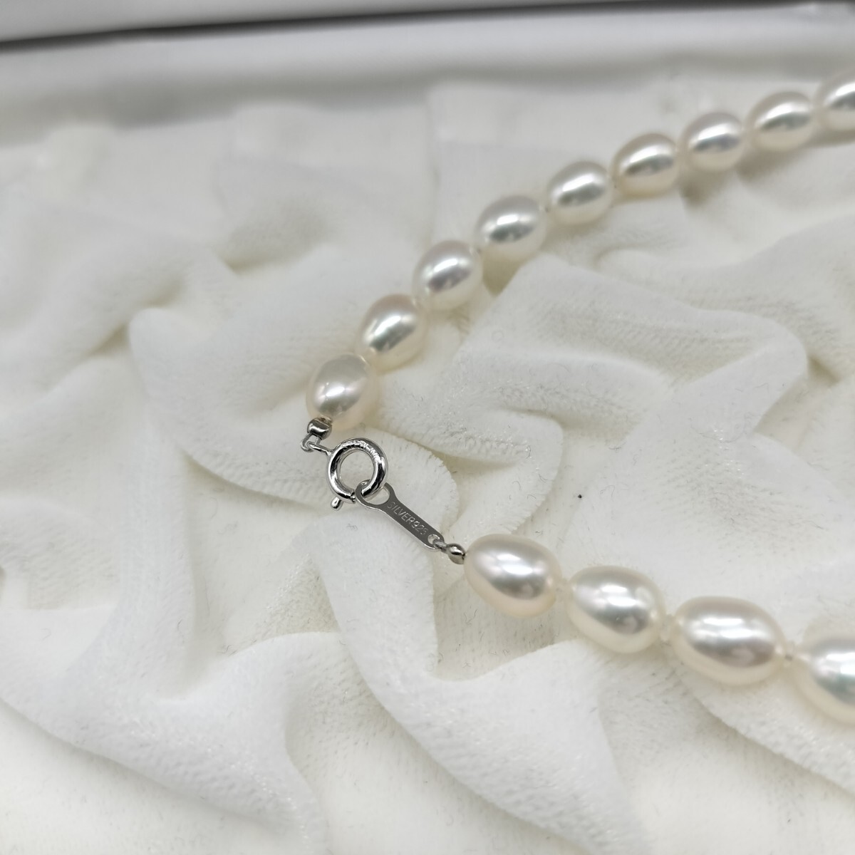 真珠科学研究所 ソーティング付 テリ最強 オーロラ キングフィッシャー パール 真珠 ネックレス 6.5mm〜7mm 44cm シルバー SILVER 刻印の画像7