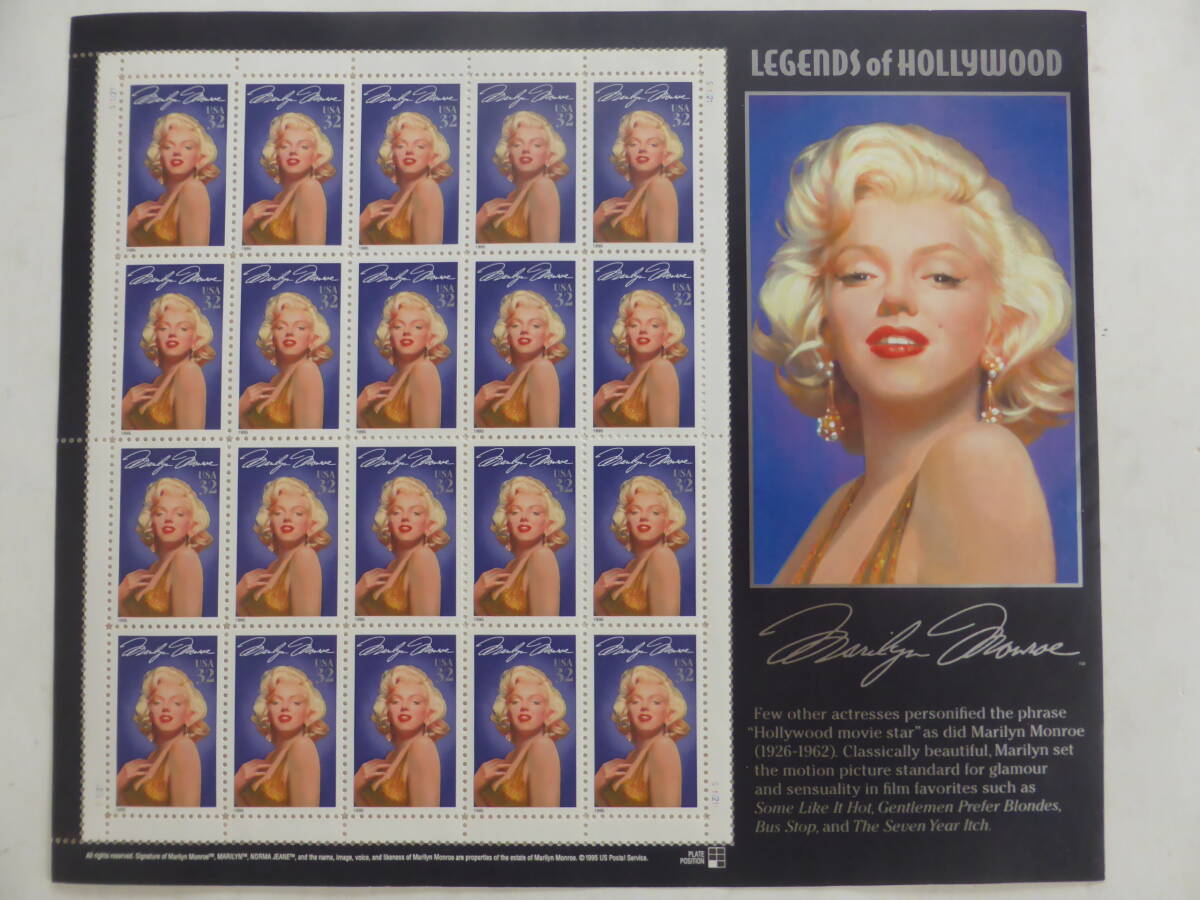 【未使用】外国切手シート LEGENDS of HOLLYWOOD マリリン・モンロー ・ジェームズディーン・ヒッチコック 合計３シートの画像2