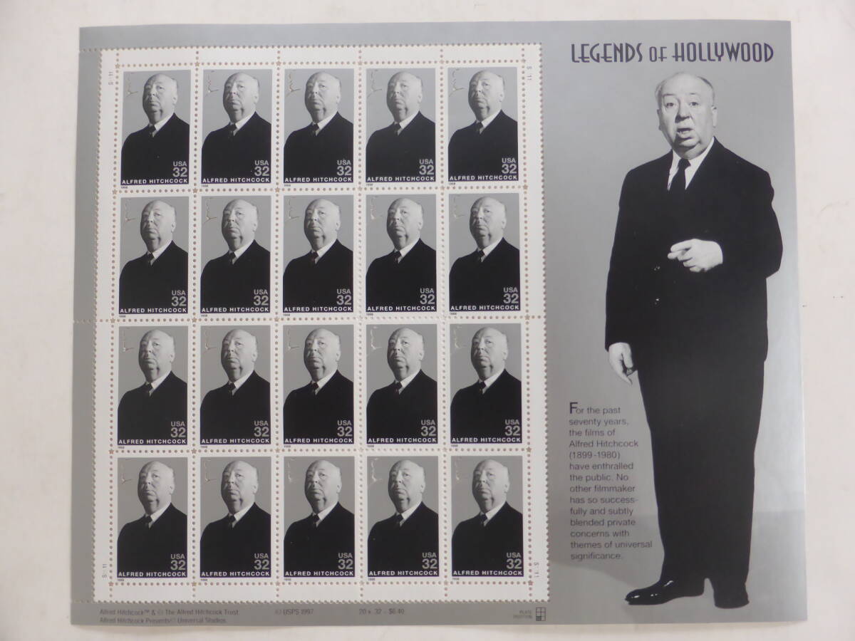 【未使用】外国切手シート LEGENDS of HOLLYWOOD マリリン・モンロー ・ジェームズディーン・ヒッチコック 合計３シートの画像6