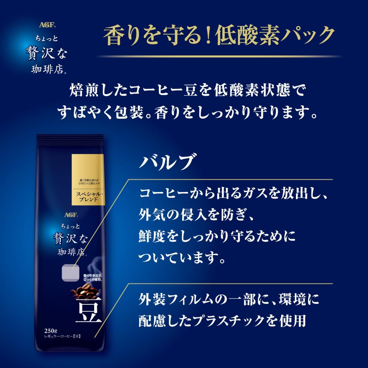 AGF ちょっと贅沢な珈琲店 レギュラーコーヒー 豆 モカブレンド 250g×4袋 【 コーヒー豆 1kg(豆のまま) 】_画像6