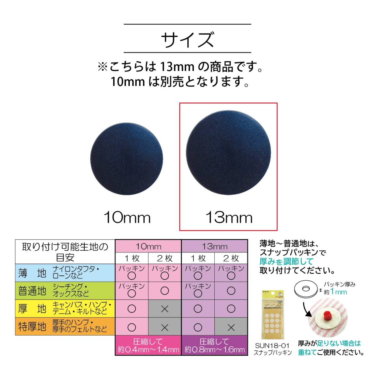 KIYOHARA サンコッコー ワンタッチプラスナップ 大容量 30組入 直径13mm ネイビー SUN17-61_画像6