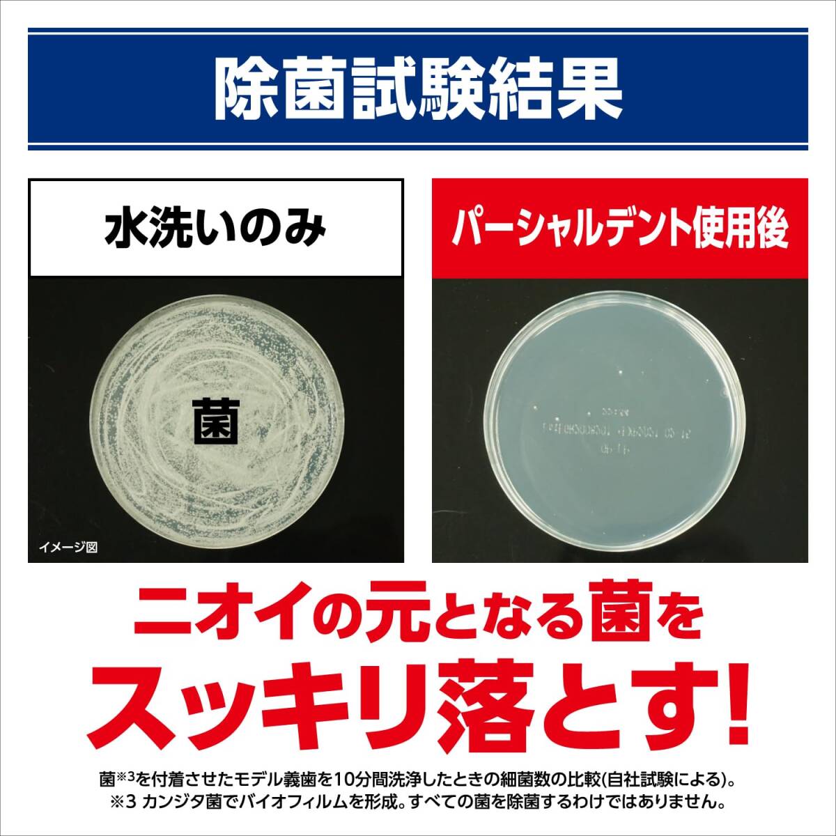 【まとめ買い】小林製薬のパーシャルデント 消臭洗浄 部分入れ歯用 入れ歯洗浄剤 強力ミントタイプ 108錠×3個_画像4