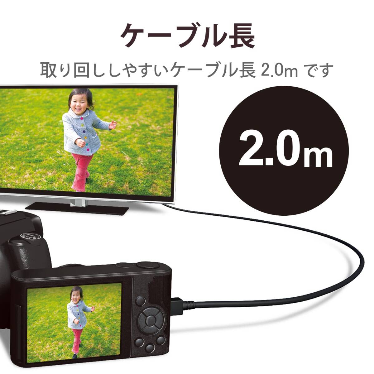 エレコム micro HDMI ケーブル 2m 4K × 2K対応 スーパースリム ブラック DGW-HD14SSU20BK_画像4