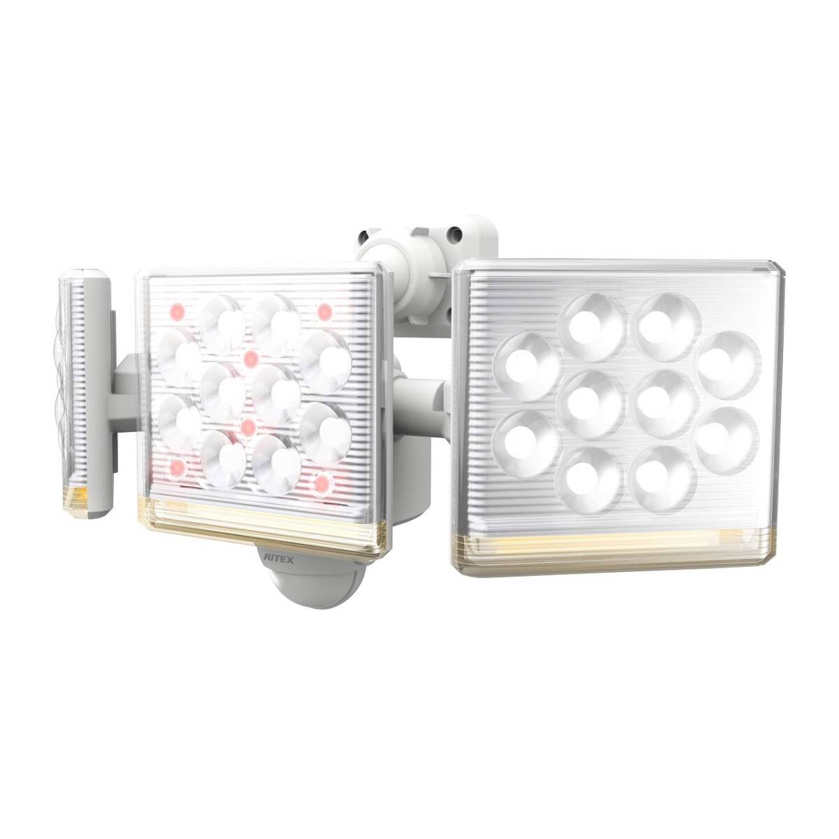 ムサシ RITEX フリーアーム式高機能LEDセンサーライト(12W×3灯) 「コンセント式」 LED-AC3045 ホワイト_画像1