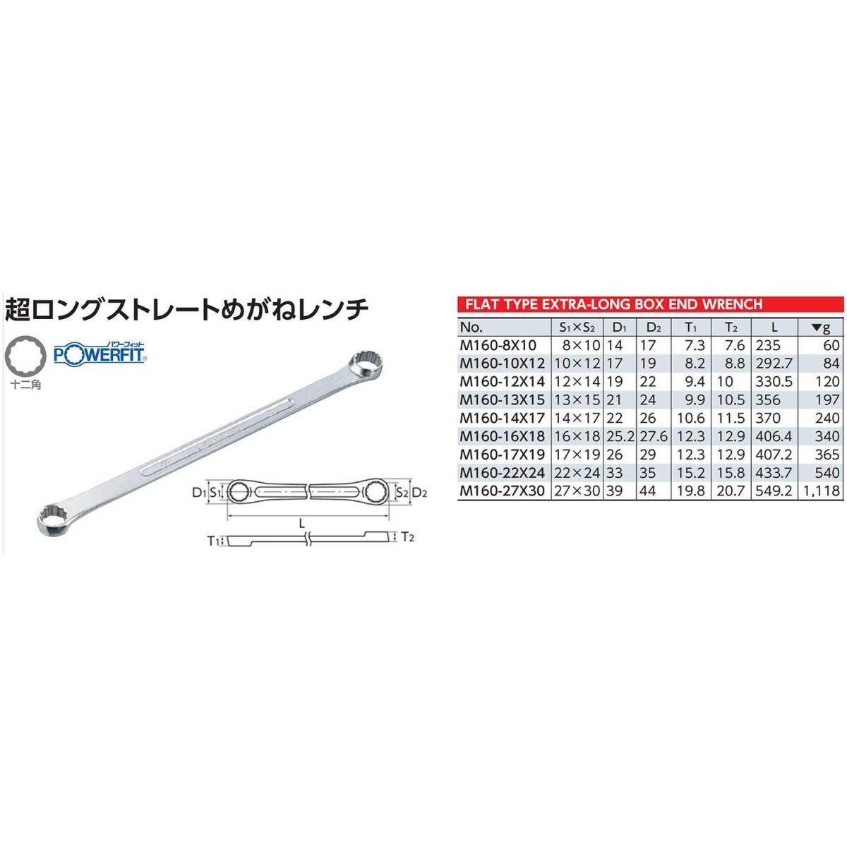 京都機械工具(KTC) 超ロングストレートメガネレンチ M160-22X24_画像2
