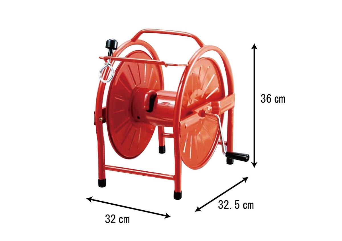 グリーンライフ スチールホースリール 20~25m巻用 内径15mmホース用 巻き取りガイド付 オレンジ HR-S_画像2