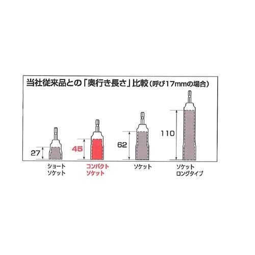 トップ工業 (TOP) 電動ドリル用 コンパクトソケット 対辺19mm 全長88mm 6角 インパクト ビット 軽量 土木 建築 工具 EDS-_画像2