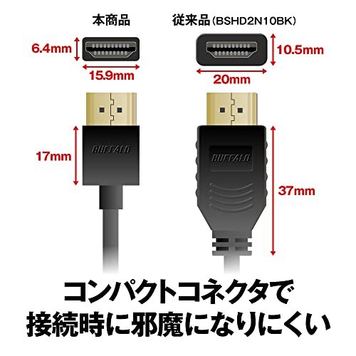 バッファロー HDMI スリム ケーブル 1m ARC 対応 4K × 2K 対応 【 HIGH SPEED with Ethernet 認証品_画像4