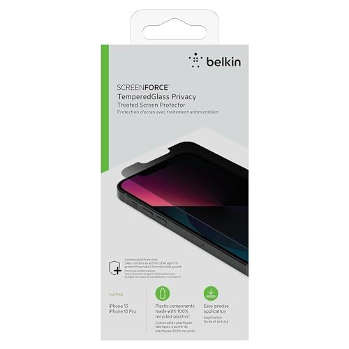 Belkin iPhone 14 / 13 / 13 Pro 用 保護ガラスフィルム プライバシー保護(のぞき見防止) 強化ガラス 日本AGC旭_画像9