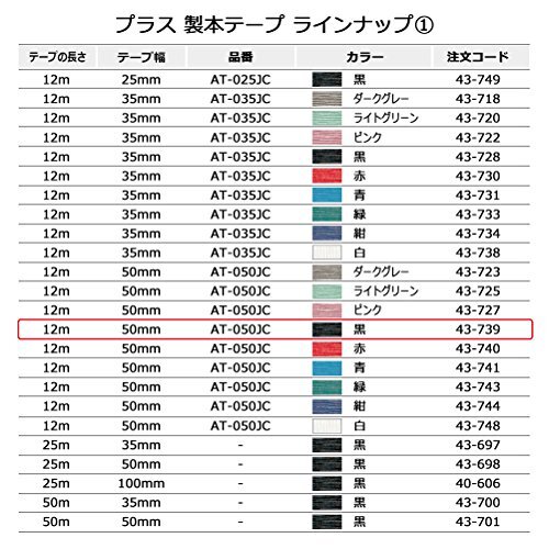 プラス 製本テープ 紙クロステープ AT-050JC 黒 50mm×12m 43-739_画像6