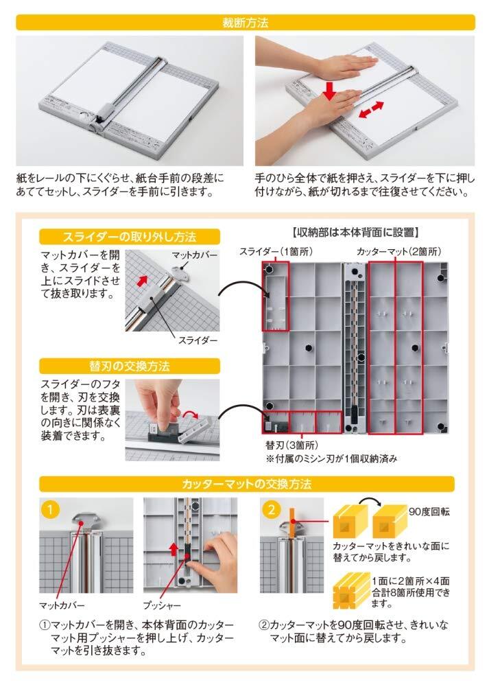 リヒトラブ 裁断機 コンパクト スライドカッター A4ヨコ対応 直線刃5枚裁断 ミシン刃3枚裁断 M40_画像2