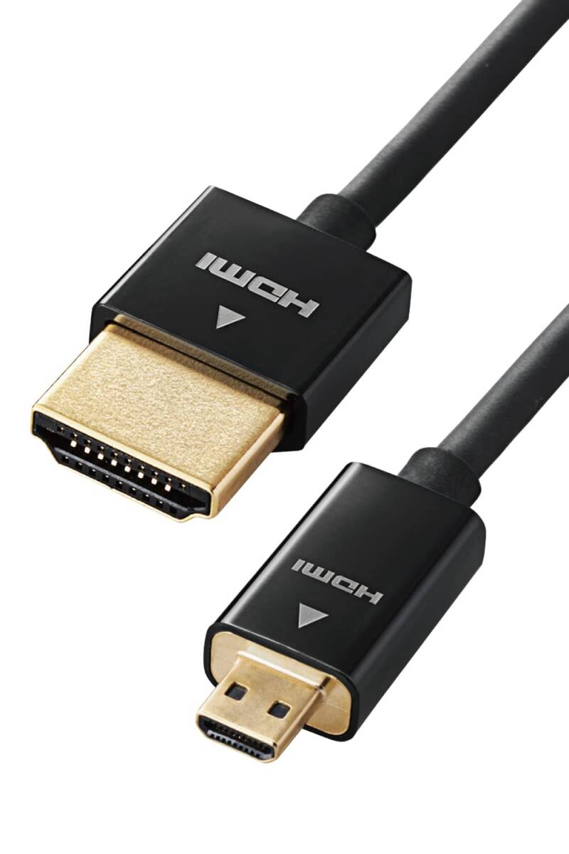 エレコム micro HDMI ケーブル 2m 4K × 2K対応 スーパースリム ブラック DGW-HD14SSU20BK_画像1