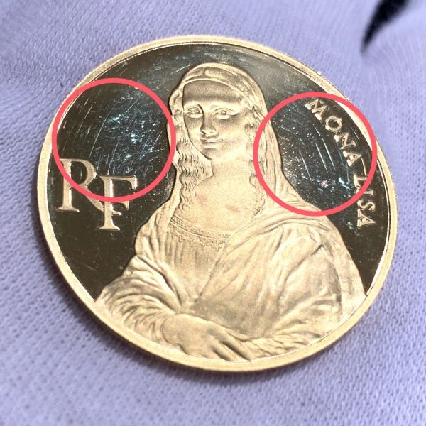 ▼K24 金貨 1993年 ルーブル美術館200周年記念コイン モナリザ 500フラン ケース付き 貴金属 S25924601370の画像4