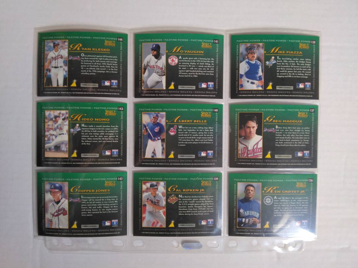 1996 Select Certified Edition（野茂英雄, BARRY BONDS, G. MADDUX, CAL RIPKEN jr., 他）Pastime Power サブセットインサート 9枚セットの画像2