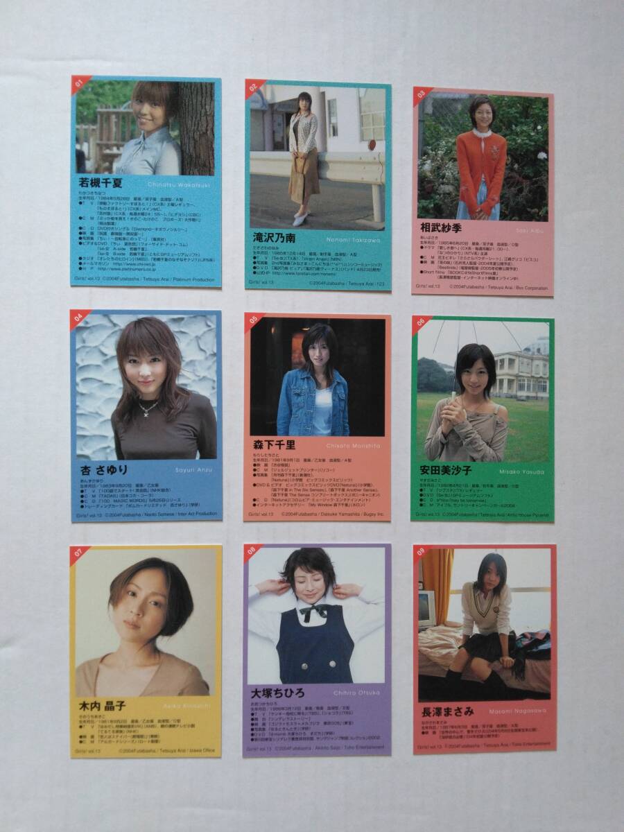 懐かしのアイドル雑誌付録カード！ Girls vol.13（若槻千夏、相武紗季、森下千里、安田美沙子、他）9枚コンプセット_画像2