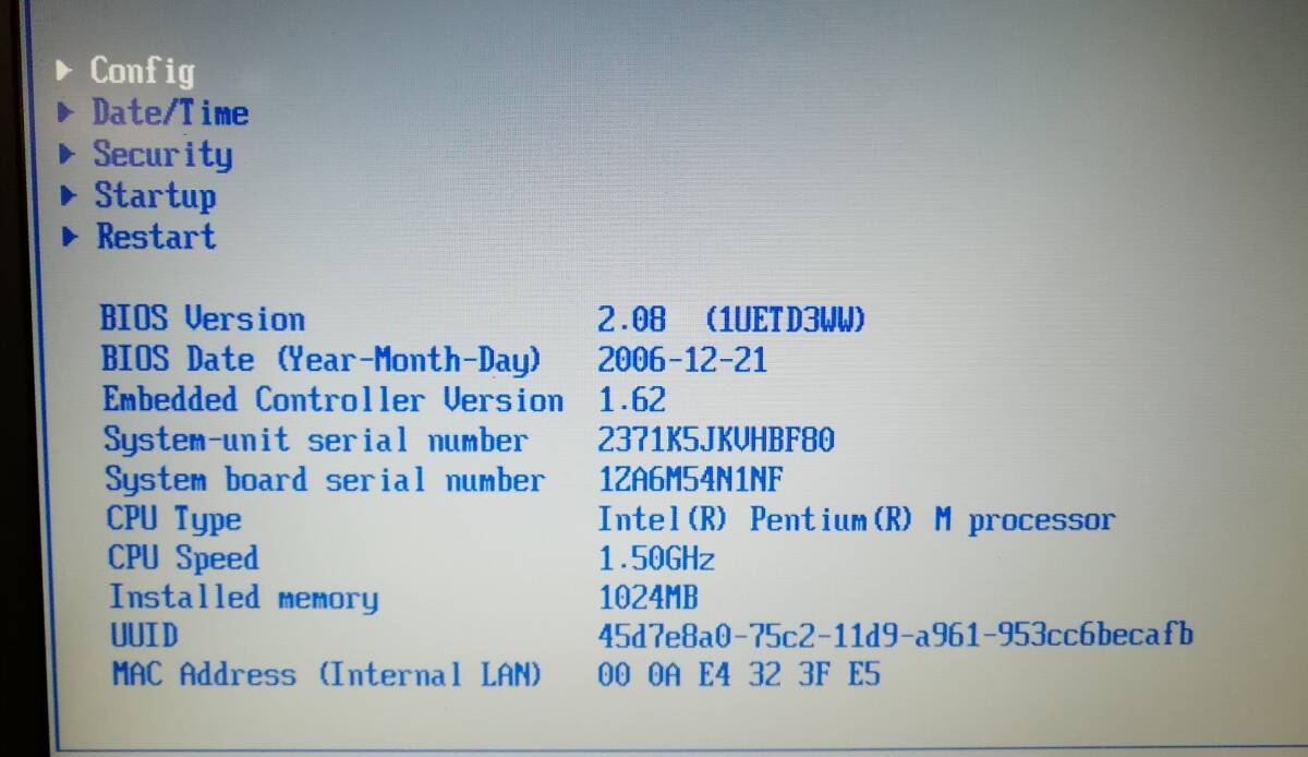 ＜505H100＞【ジャンク】ThinkPad X40 BIOS起動確認/3台セット/まとめて_画像8