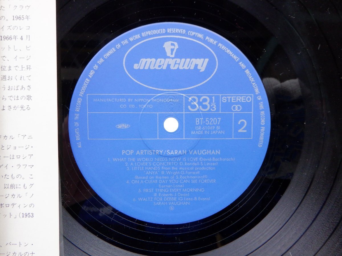 Sarah Vaughan「Pop Artistry」LP（12インチ）/Mercury(BT-5207)/ジャズの画像2