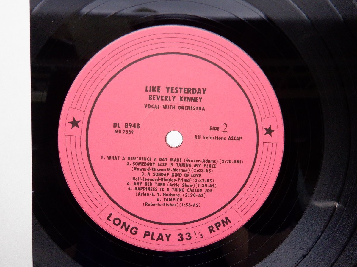 Beverly Kenney「Like Yesterday」LP（12インチ）/Decca(DL 8948)/ジャズ_画像2