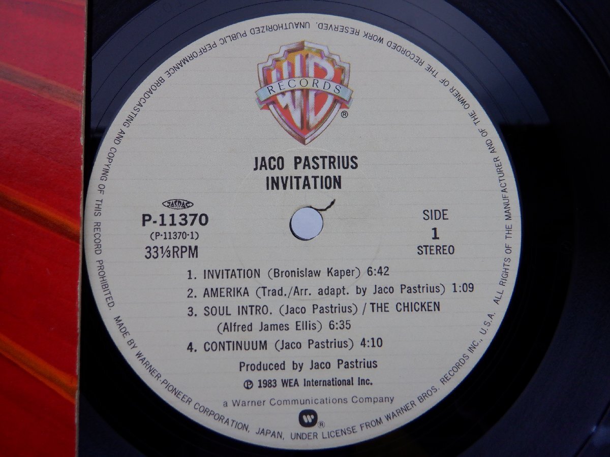 Jaco Pastorius「Invitation」LP（12インチ）/Warner Bros. Records(P-11370)/Jazzの画像2