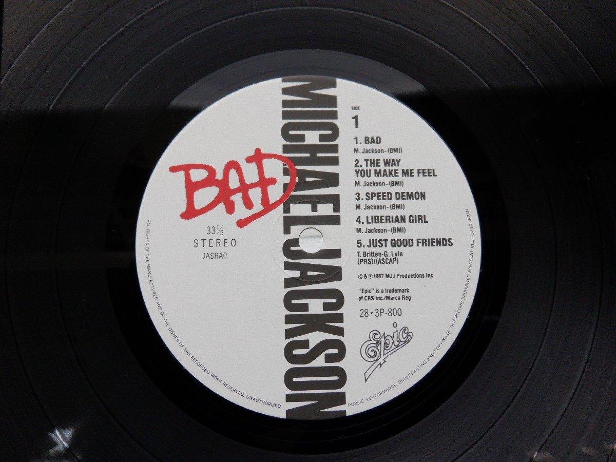 Michael Jackson(マイケル・ジャクソン)「Bad(バッド)」LP（12インチ）/EPIC/SONY(28・3P-800)/ファンクソウル_画像2