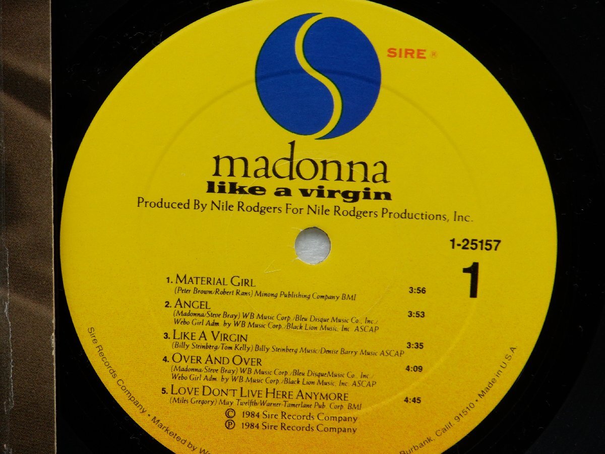 Madonna「Like A Virgin」LP（12インチ）/Sire(25157-1)/洋楽ポップス_画像2