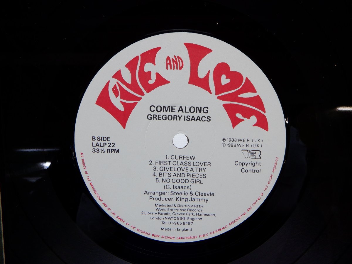 Gregory Isaacs「Come Along」LP（12インチ）/Live And Love(LALP 22)/ジャズの画像2