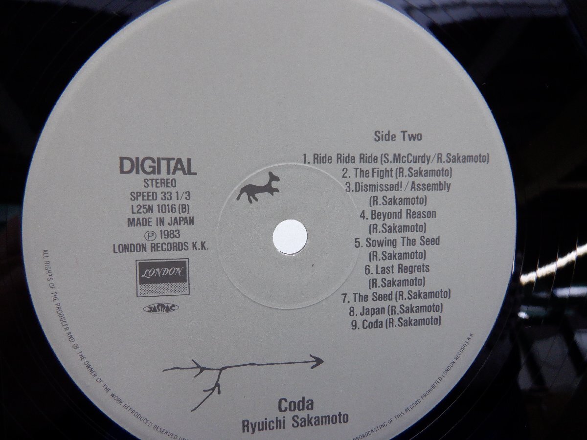 坂本龍一「Coda」LP（12インチ）/London Records(L25N 1016)/Electronicの画像2