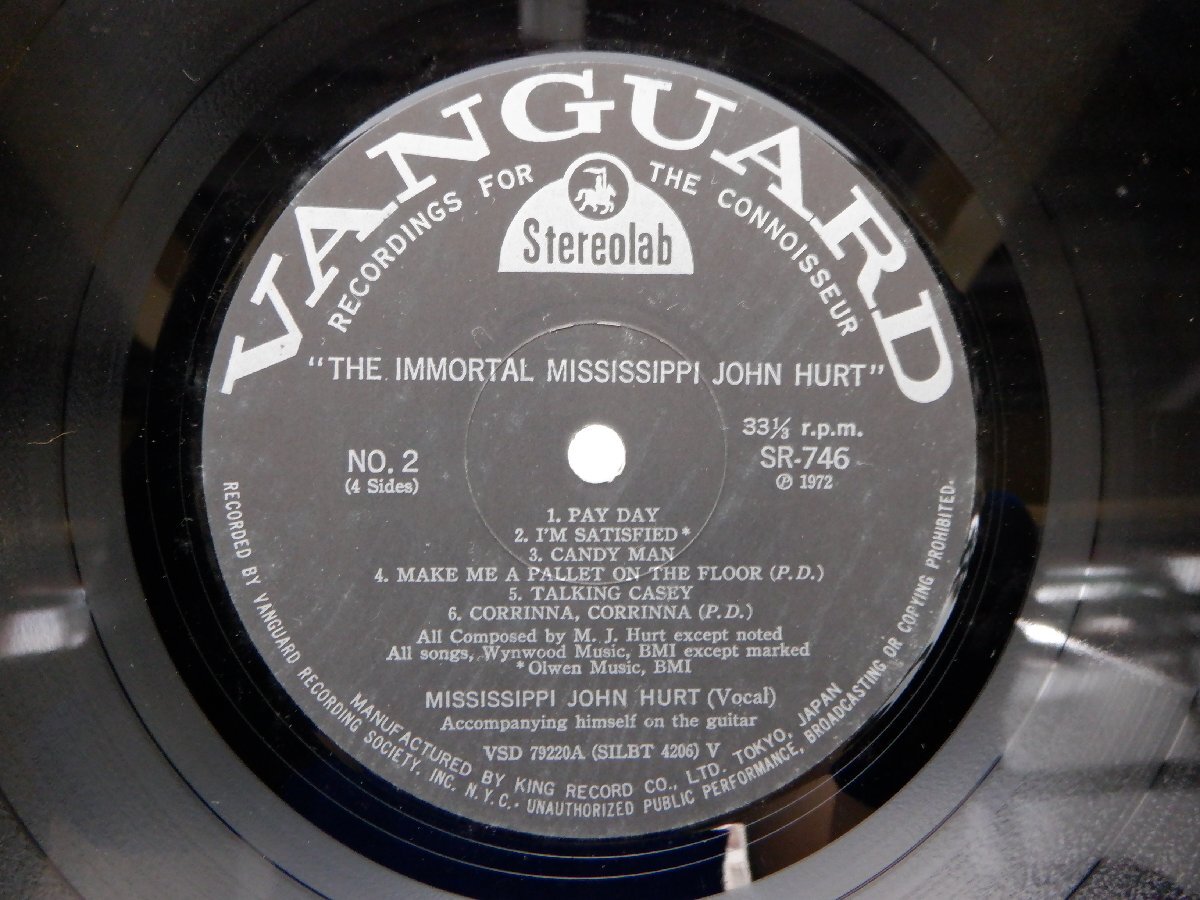 Mississippi John Hurt(ミシシッピ・ジョン・ハート)「The Immortal Mississippi John Hurt」LP12インチ/Vanguard(SR-746~7)の画像2