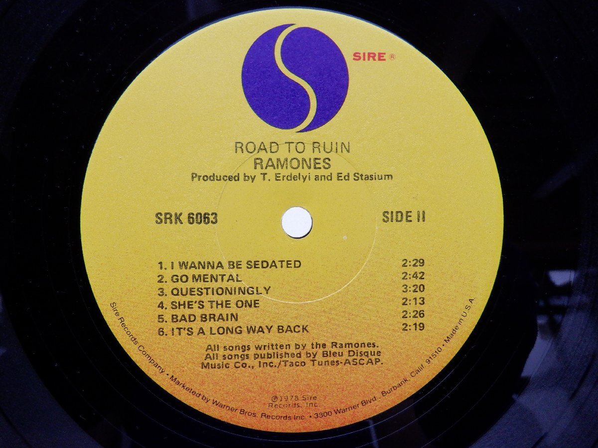 【US盤】Ramones「Road To Ruin」LP（12インチ）/Sire(SRK 6063)/Rock_画像2