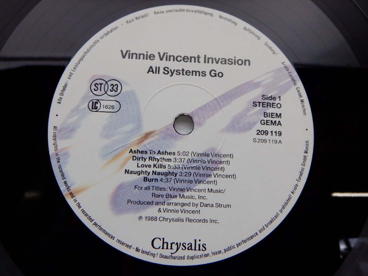 Vinnie Vincent Invasion「All Systems Go」LP（12インチ）/Chrysalis(209 119)/洋楽ロックの画像2