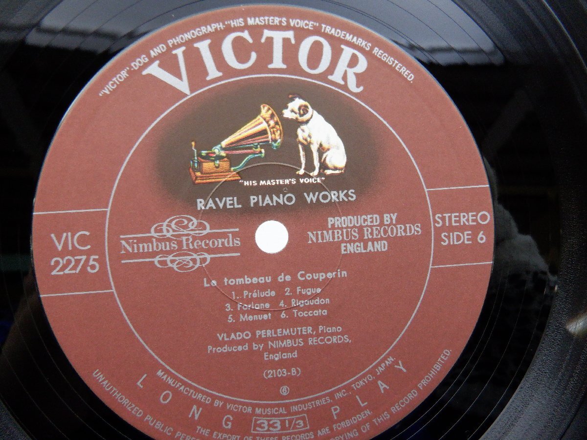Vlado Perlemuter「Maurice Ravel Piano Works」LP(VIC-2273/5)/クラシックの画像2