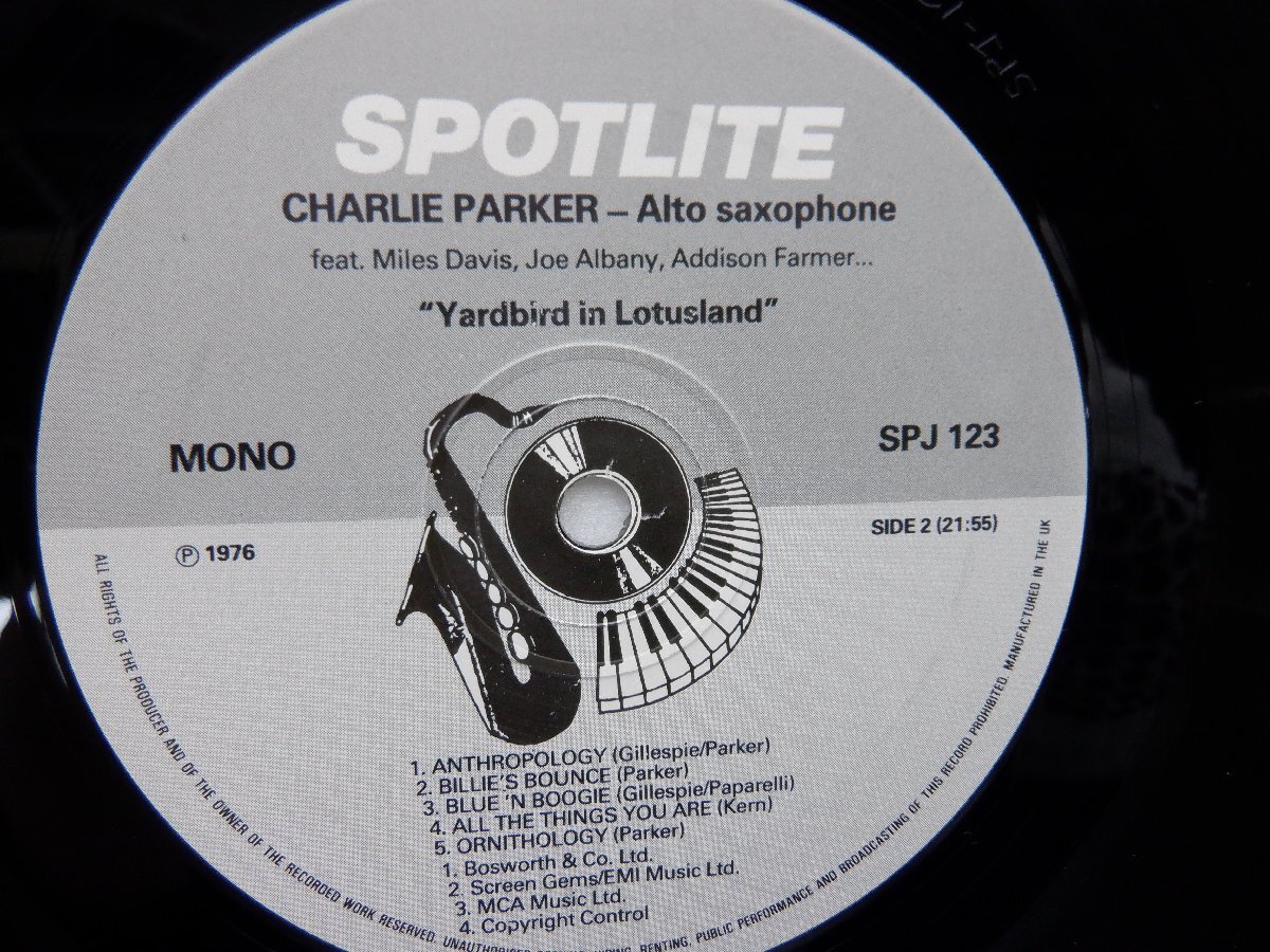 Charlie Parker「Yardbird In Lotus Land」LP（12インチ）/Spotlite Records(SPJ123)/Jazz_画像2