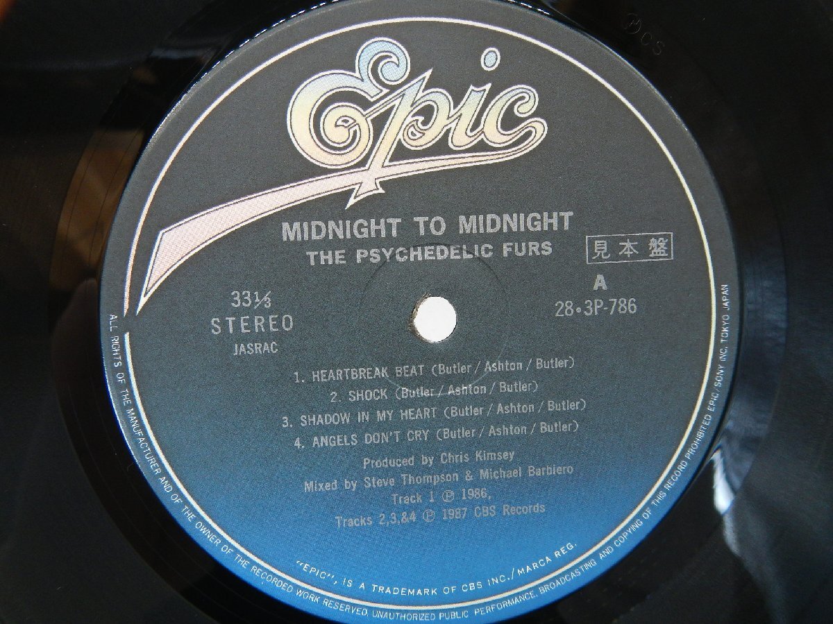 【見本盤】Psychedelic Furs「Midnight To Midnight」LP（12インチ）/Epic(28?3P-786)/洋楽ロックの画像2