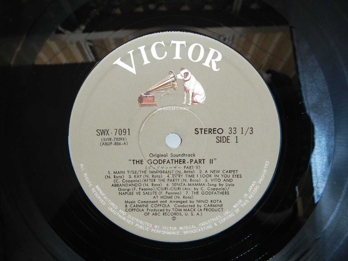 Nino Rota「The Godfather Part II 」LP（12インチ）/Victor(SWX-7091)/サントラの画像2