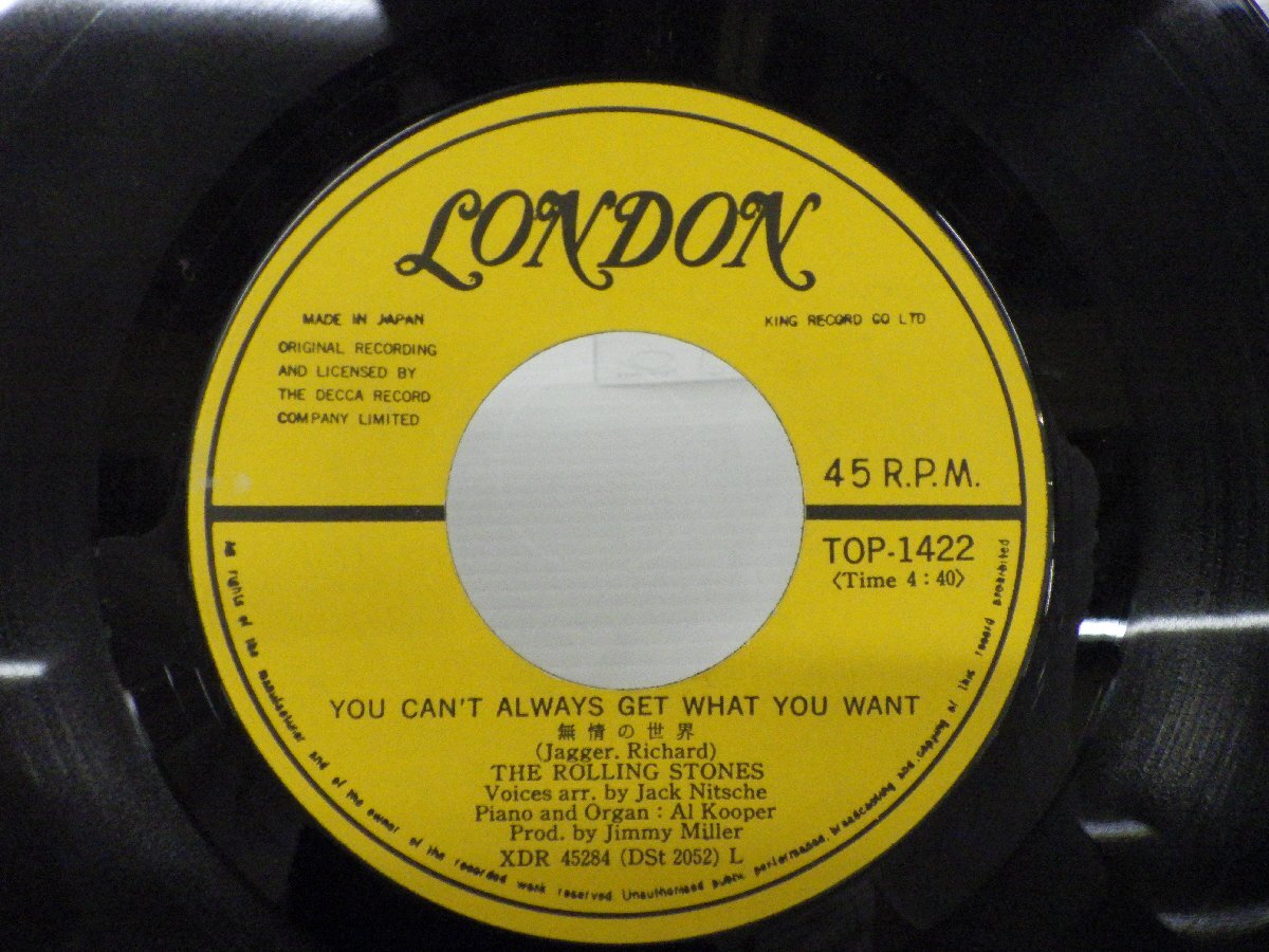 ローリング・ストーンズ「Honky Tonk Women / You Can't Always Get What You Want」EP（7インチ）/London Records(TOP-1422)/Rock_画像2